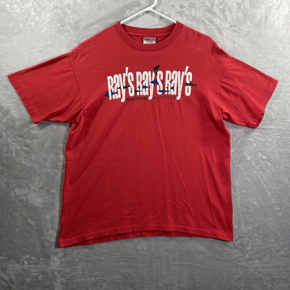 Vintage Oneita Power T-Shirt men's Large Graphic Boathouse Seattle Single Stitch - Picture 1 of 12